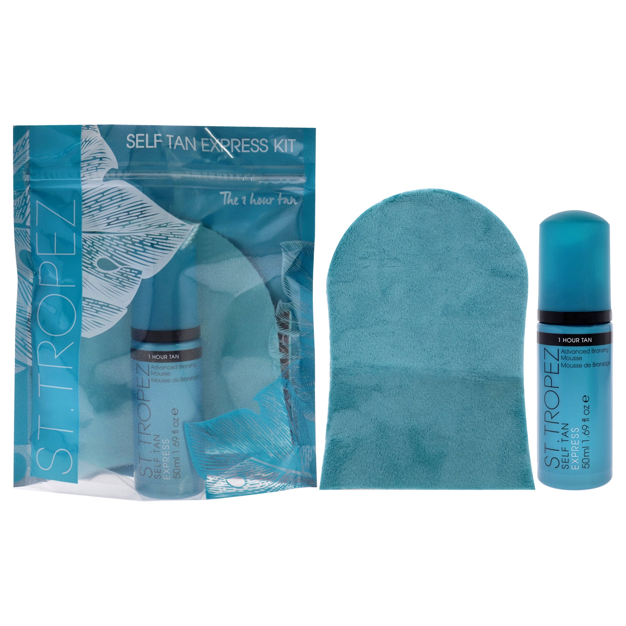 Self Tan Express Kit by St. Tropez for Unisex 2 Pc 1.69oz Advance Bronzing Mousse, Velvet Luxe Applicator Mitt