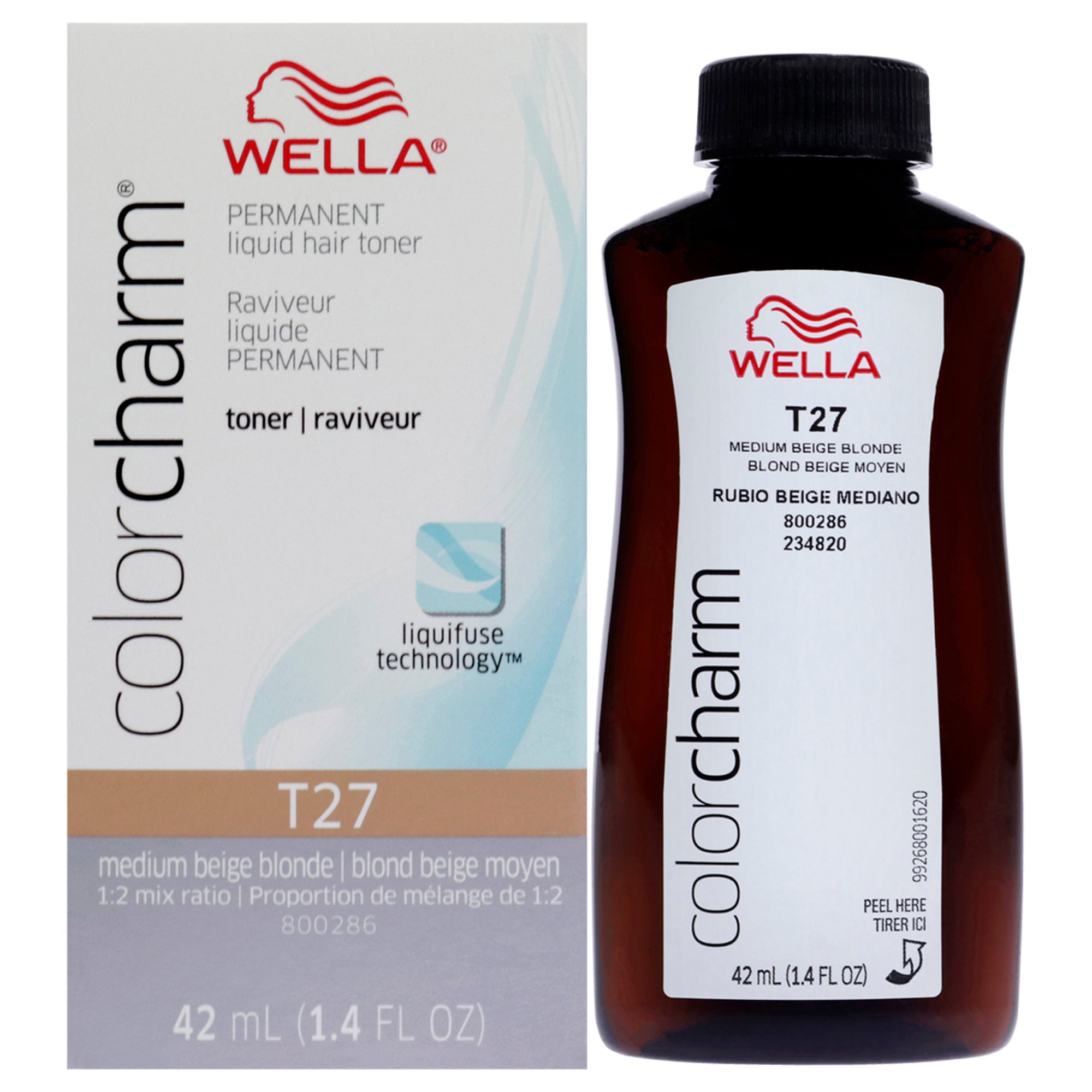 Color Charm Permanent Toner - T27 Medium Beige Blonde by Wella for Women - 1.4 oz Toner