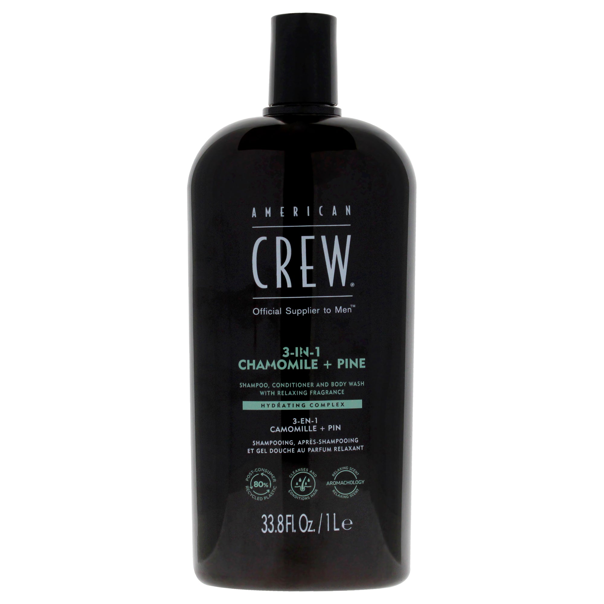 3-In-1 Chamoline Plus Pine by American Crew for Men - 33.8 oz Shampoo, Conditioner and Body Wash