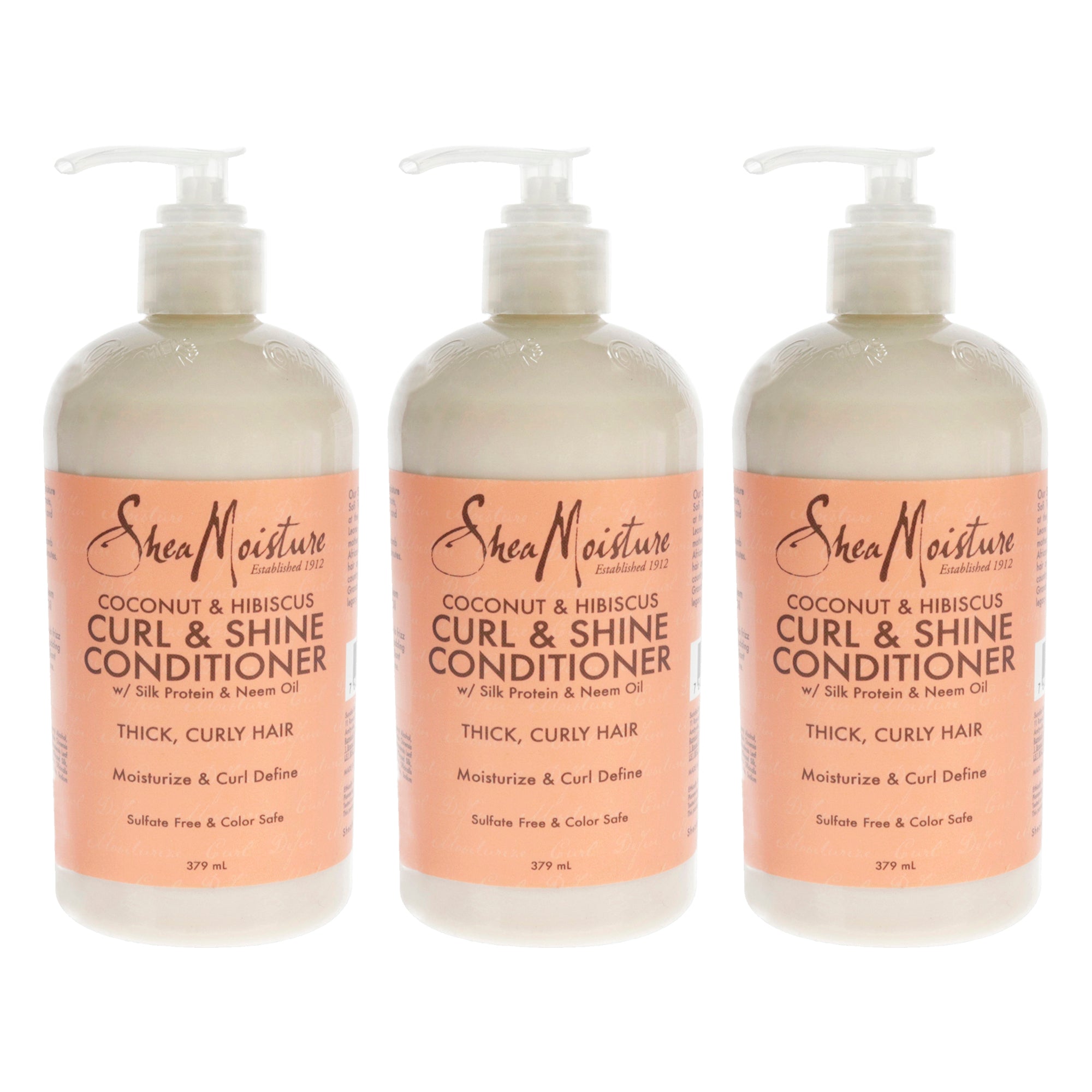 Coconut and Hibiscus Curl Shine Conditioner by Shea Moisture for Unisex - 13 oz Conditioner - Pack of 3