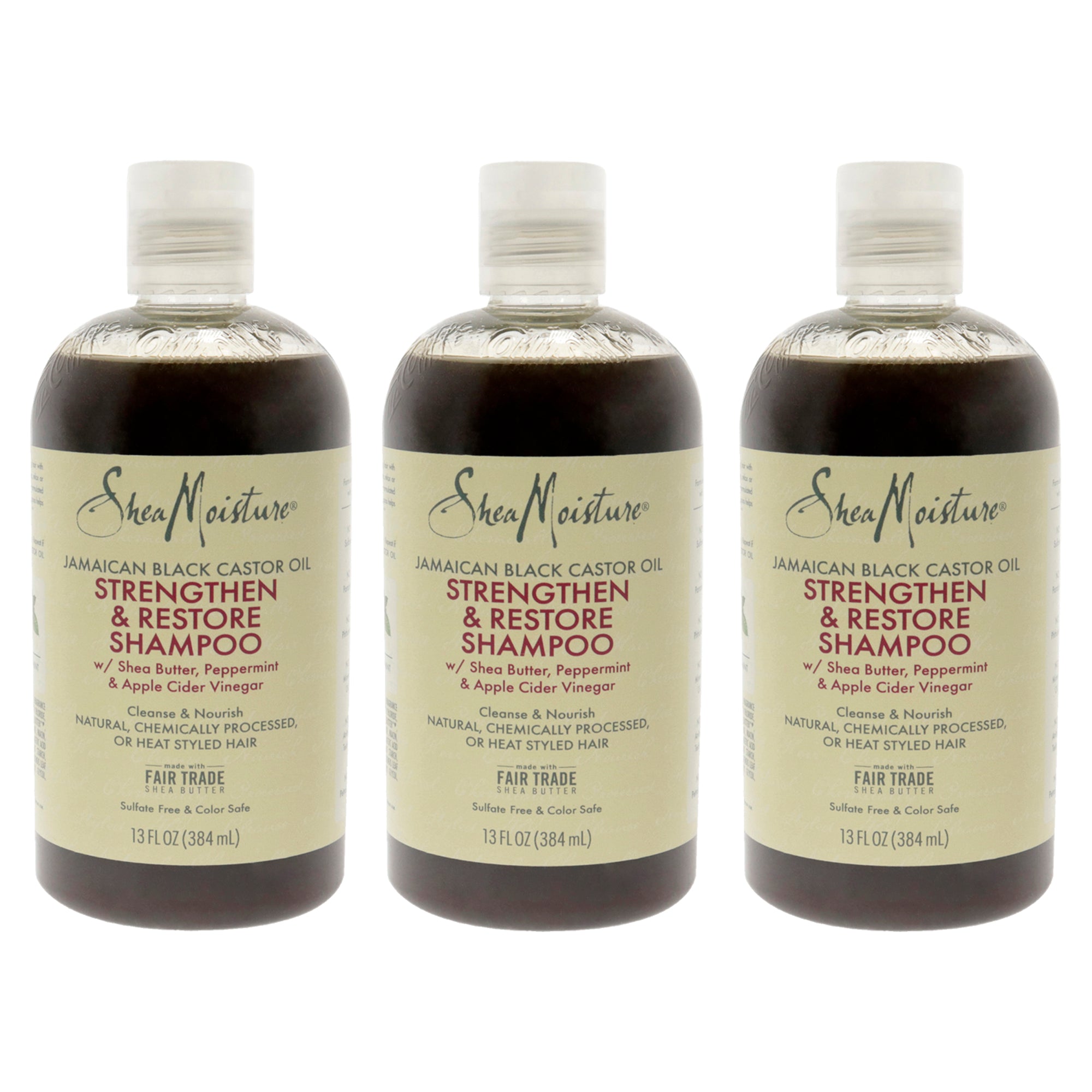 Jamaican Black Castor Oil Strengthen and Restore Shampoo by Shea Moisture for Unisex - 13 oz Shampoo - Pack of 3