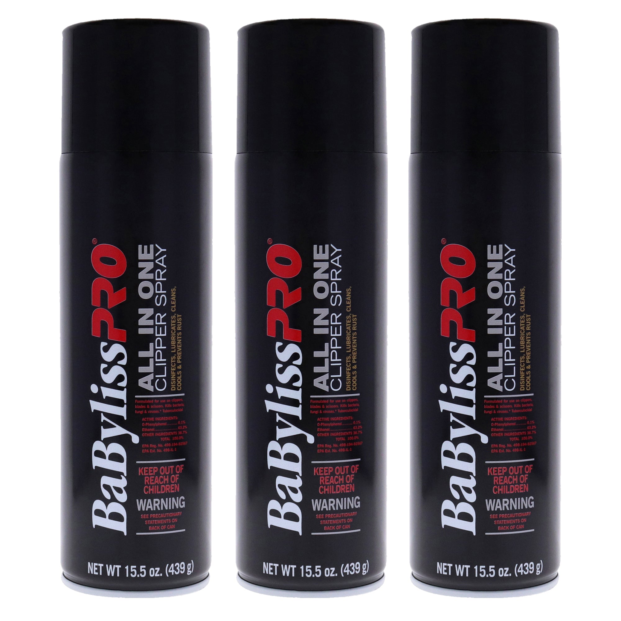 All In One Clipper Spray by BaBylissPRO for Unisex - 15.5 oz Spray - Pack of 3