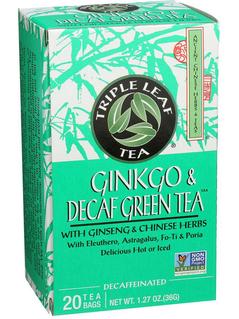 Triple Leaf Tea, Ginkgo & Decaf Green Tea, 20 tea bags